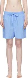 Tekla Blue Poplin Pyjama Shorts