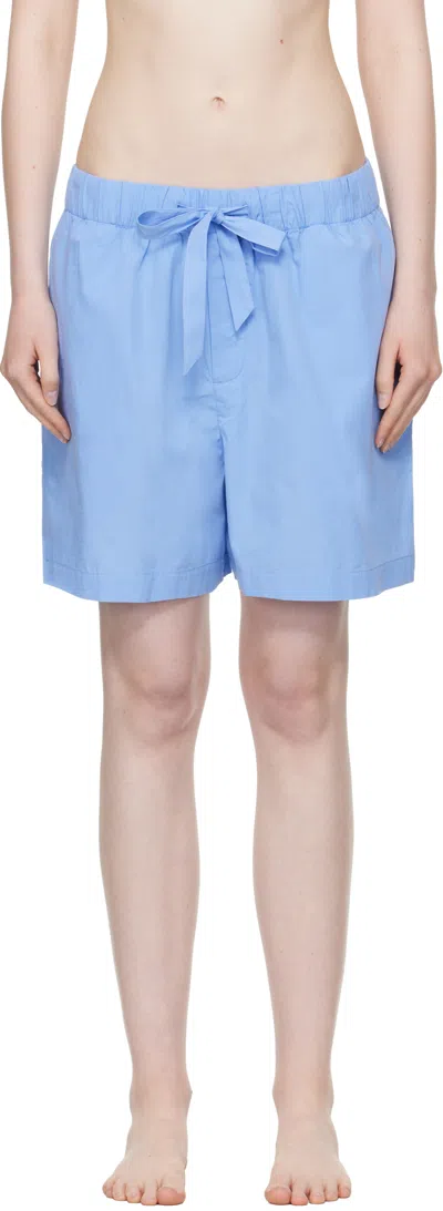 Tekla Blue Poplin Pyjama Shorts