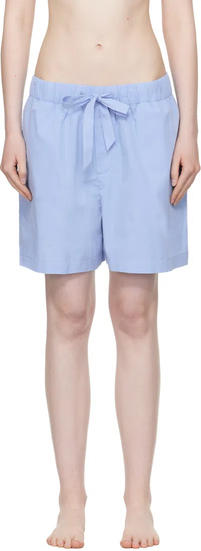 Tekla Blue Poplin Pyjama Shorts