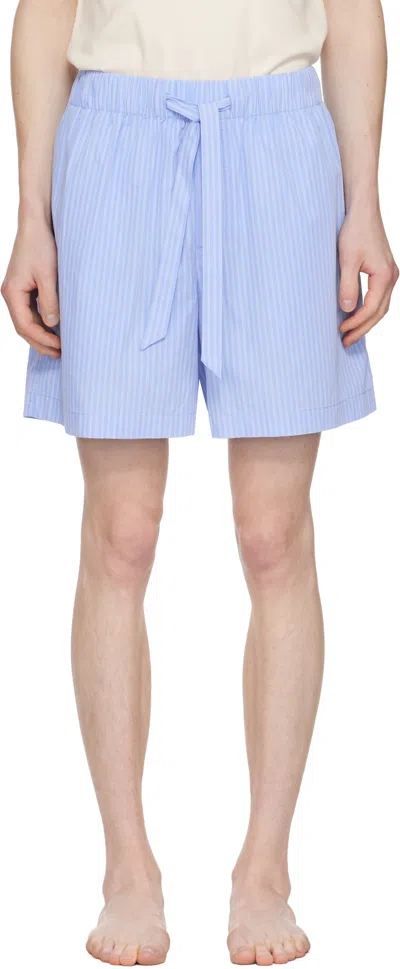 Tekla Blue Poplin Pyjama Shorts
