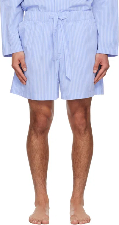 Tekla Blue Poplin Pyjama Shorts