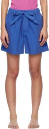 Tekla Blue Poplin Pyjama Shorts In Royal Blue
