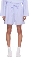Tekla Blue Poplin Pyjama Shorts In Shirt Blue