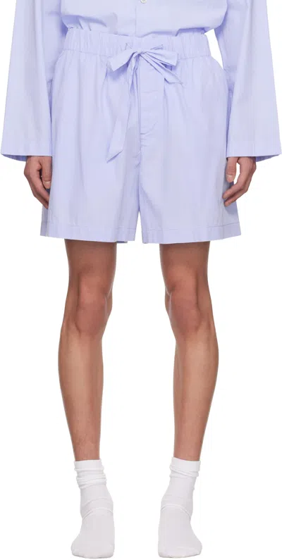 Tekla Blue Poplin Pyjama Shorts In Shirt Blue