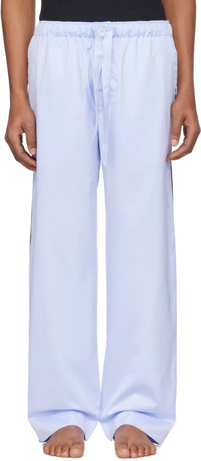 Tekla Blue Sateen Pyjama Trousers In Bellhop