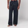 Tekla Striped Trousers With Back Pocket And Elastic Waistband In Burgundy