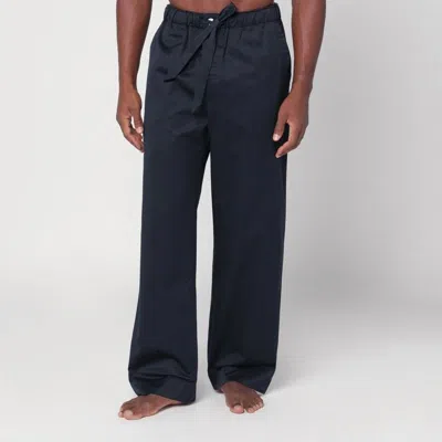 Tekla Striped Trousers With Back Pocket And Elastic Waistband In Blue