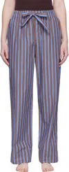 Tekla Brown & Blue Poplin Pyjama Pants