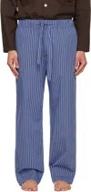 Tekla Striped Poplin Pajama Pants In Blue