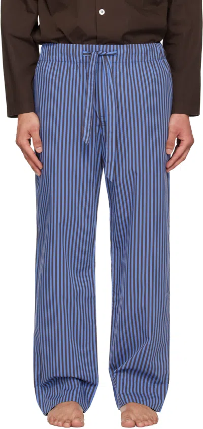 TEKLA BROWN & BLUE POPLIN PYJAMA PANTS