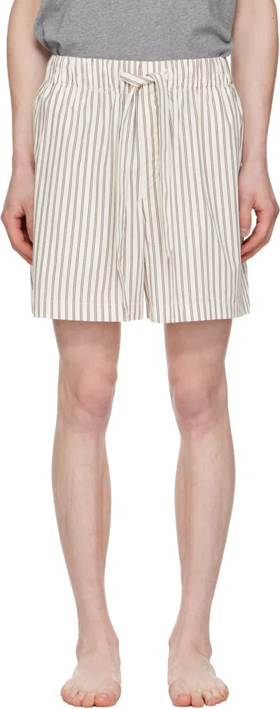 Tekla Brown & Off-white Poplin Pyjama Shorts