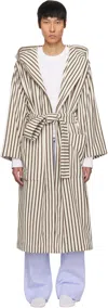 Tekla Womens Kodiak Stripes Hooded Striped Organic-cotton Robe In Kodiakstripes-stripe