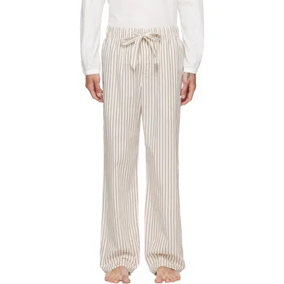 Tekla Brown & Off-white Poplin Pyjama Pants In 1-hopper Stripes