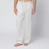 Tekla Brown And White Striped Pyjama Trousers In White
