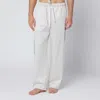 Tekla Brown And White Striped Pyjama Trousers In White