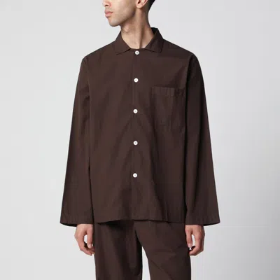 Tekla Brown Cotton Pajama Shirt