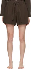 Tekla Brown Drawstring Pyjama Shorts In Coffee