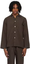 Tekla Brown Pyjama Shirt In Coffee