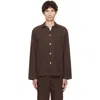 Tekla Brown Poplin Long-sleeved Pyjama Shirt In Brown