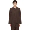 Tekla Brown Poplin Long-sleeved Pyjama Shirt In 137-coffee