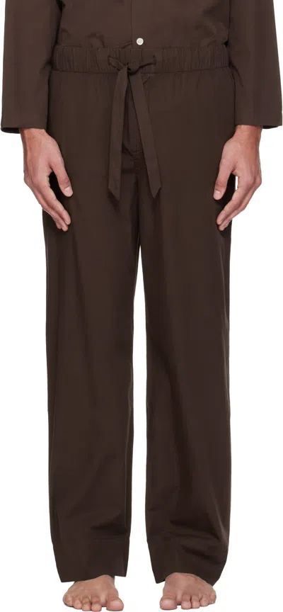 Tekla Drawstring Pajama Pants In Brown