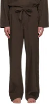 Tekla Brown Drawstring Pyjama Pants In Coffee