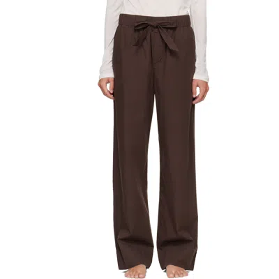 Tekla Brown Poplin Pyjama Pants In Coffee