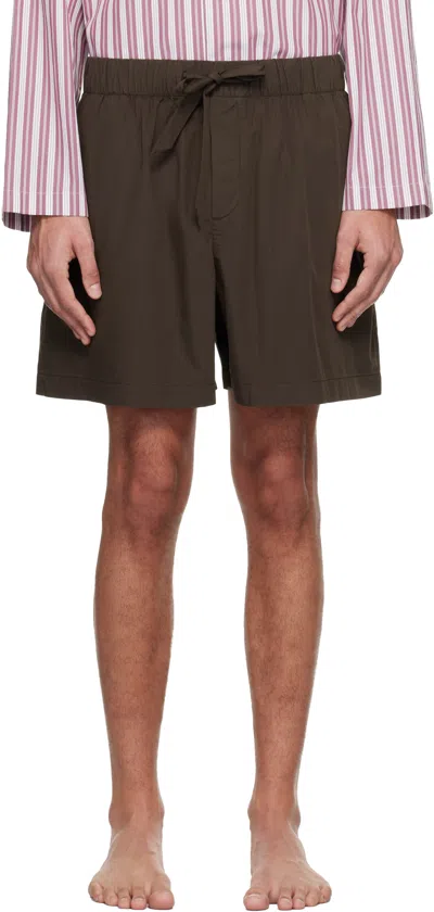 Tekla Drawstring Pajama Shorts In Brown