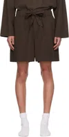 Tekla Pyjamas Poplin Shorts In Coffee