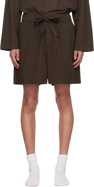 Tekla Pyjamas Poplin Shorts In Coffee