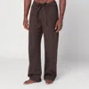 Tekla Pyjama Trousers With Back Pocket And Elastic Waistband In Brown