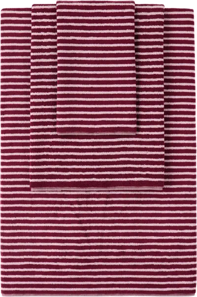Tekla Burgundy & Pink Striped Towel Set, 3 Pcs In Purple