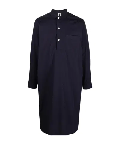 Tekla Button-up Lounge Shirt In Blue