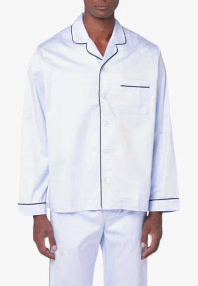 Tekla Buttoned Pajama Shirt In Light Blue