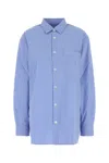 Tekla Cerulean Blue Poplin Oversize Pyjama Shirt