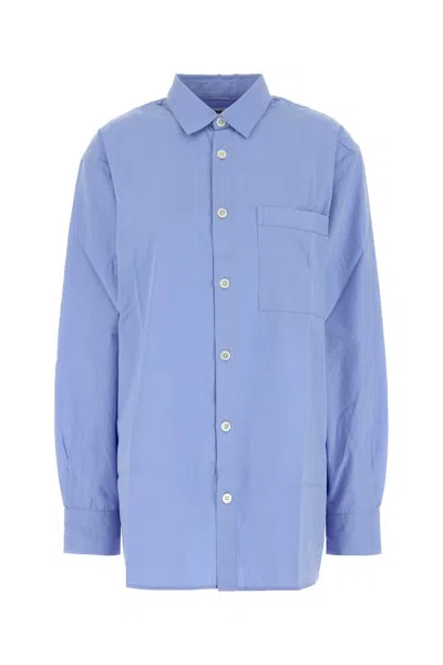 TEKLA CERULEAN BLUE POPLIN OVERSIZE PYJAMA SHIRT