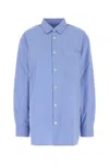 Tekla Cerulean Blue Poplin Oversize Pyjama Shirt In Brown