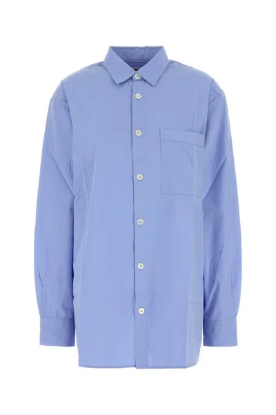 TEKLA TEKLA CERULEAN BLUE POPLIN OVERSIZE PYJAMA SHIRT