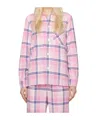 Tekla Checked Flannel Pyjama Shirt In Pink
