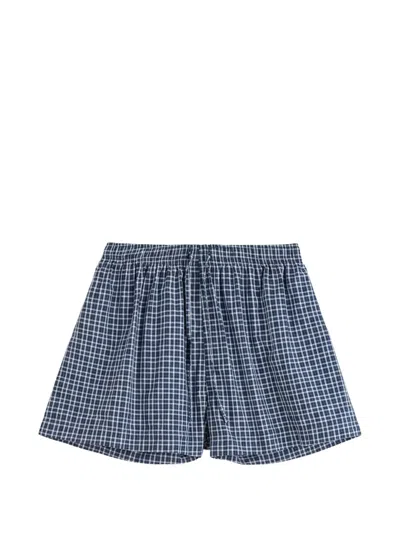 Tekla Check-print Organic-cotton Pajamas In Blue