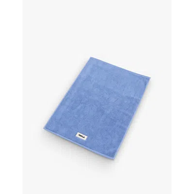 Tekla Clear Blue Bordered Organic-cotton Bath Mat 70cm X 50cm