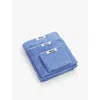 Tekla Clear Blue Bordered Organic-cotton Hand Towel 50cm X 80cm