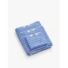 Tekla Clear Blue Stripes Bordered Organic-cotton Hand Towel 50cm X 80cm