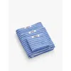 Tekla Clear Blue Stripes Striped Organic-cotton Washcloth 30cm X 30cm