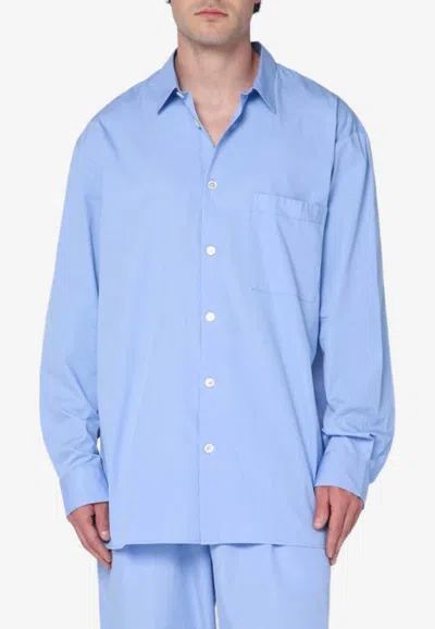 Tekla Cornflower Pajama Shirt In Light Blue