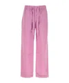 Tekla Cotton Pyjama Trousers Wide Leg In Pink
