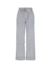 Tekla Cotton Embroidered Pyjama Pants In Blue