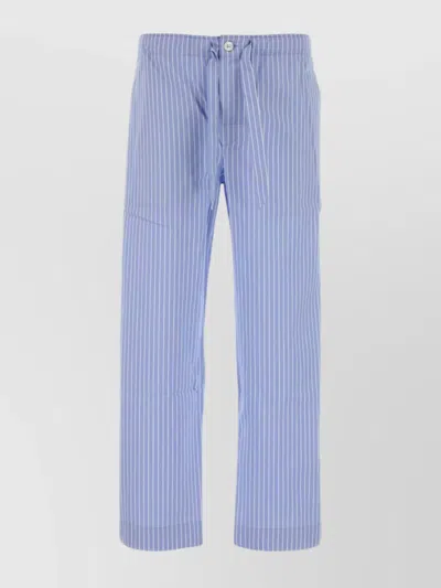 Tekla Cotton Sateen Trousers Striped Design In Blue