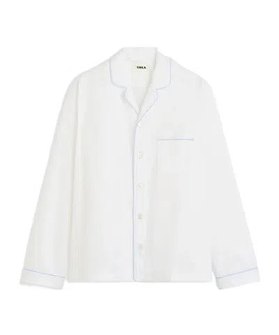 TEKLA COTTON SATIN LONG-SLEEVED PAJAMA SHIRT