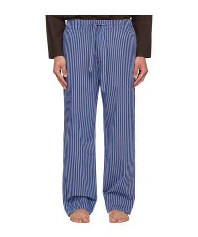 Tekla Drawstring Striped Pajama Pants In Blue